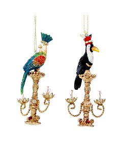 Gisela Graham Resin Parrot/Toucan On Candelabra Decoration (Set of 2)